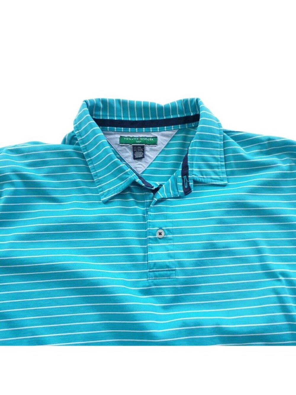 Tommy Hilfiger Golf Blue Striped Polo Shirt XXL Performance Fit Short Sleeve Men - Picture 3 of 13